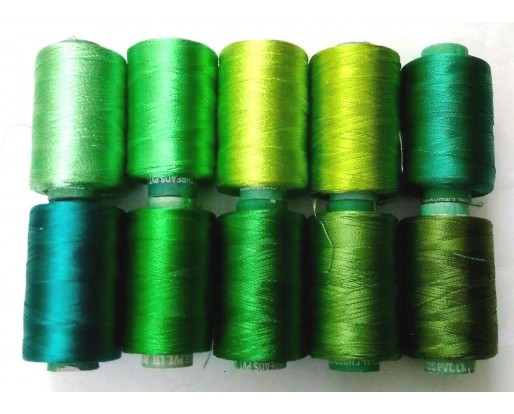 Set Lot of GREEN 150/2 Denier Viscose Rayon Thread Yarn Hand Machine Embroidery